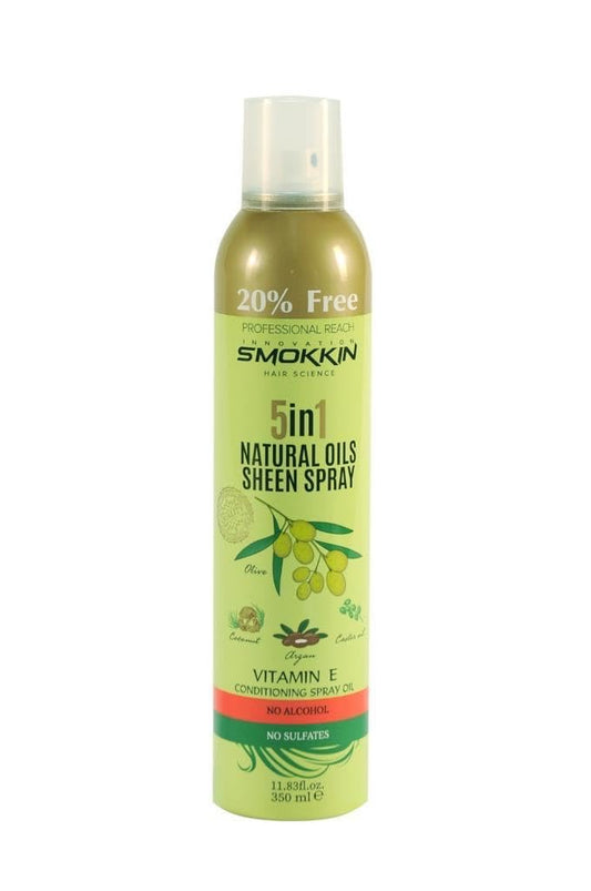 SMOKKIN 5-in-1 Natural Oil Sheen Spray - Hair Shine & Growth Mist with Coconut, Argan, Olive, Castor Oil & Vitamin E - Silky Smooth Finish - 350ml (11.83 FL OZ)